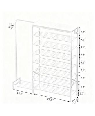 3-in-1 Shoe & Coat Rack, 8 Tier Storage, Adjustable Hooks, Sturdy Frame