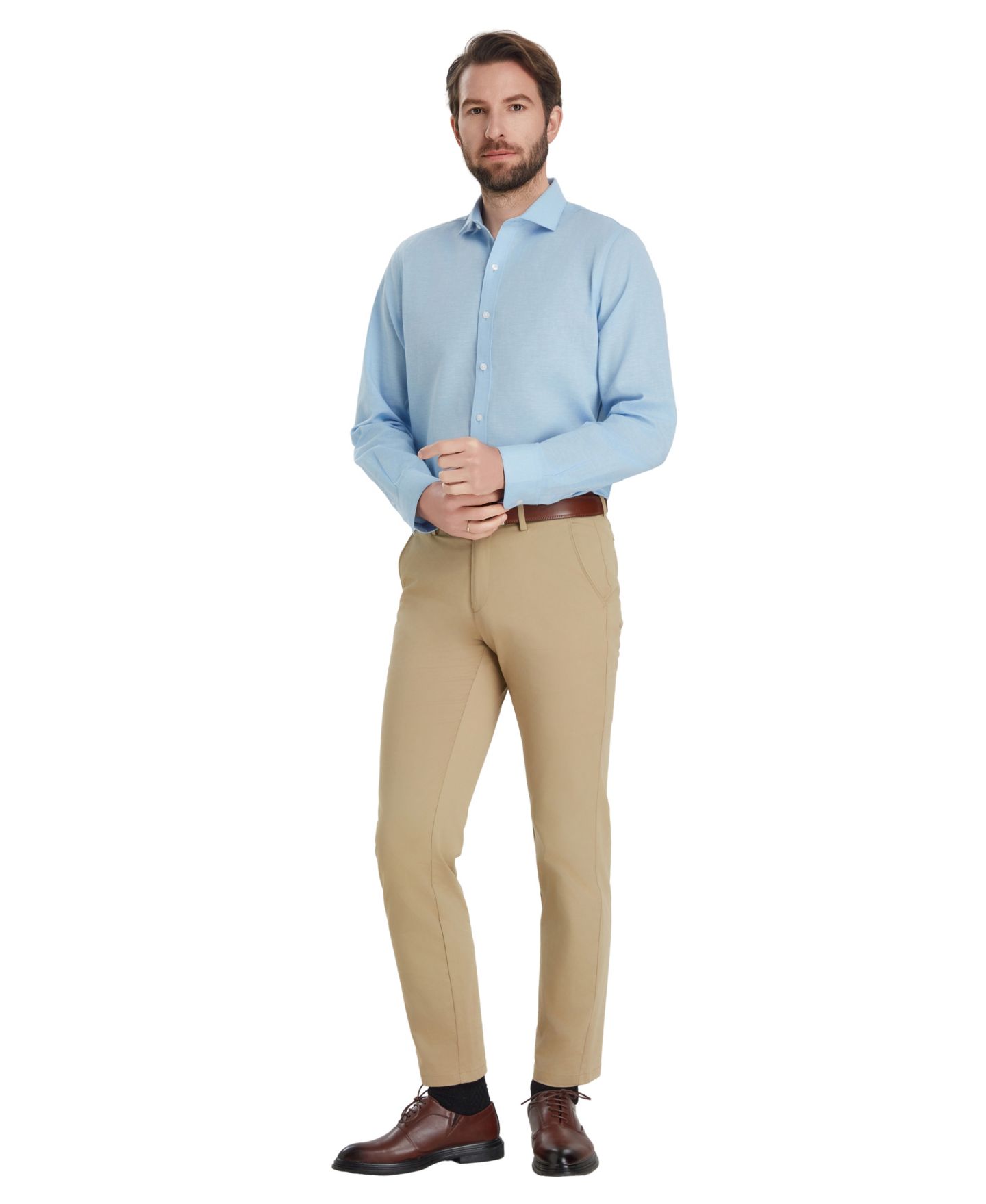 Мужская рубашка Bar III Slim-Fit Linen Dress Shirt, цвет: Синий — фото 3