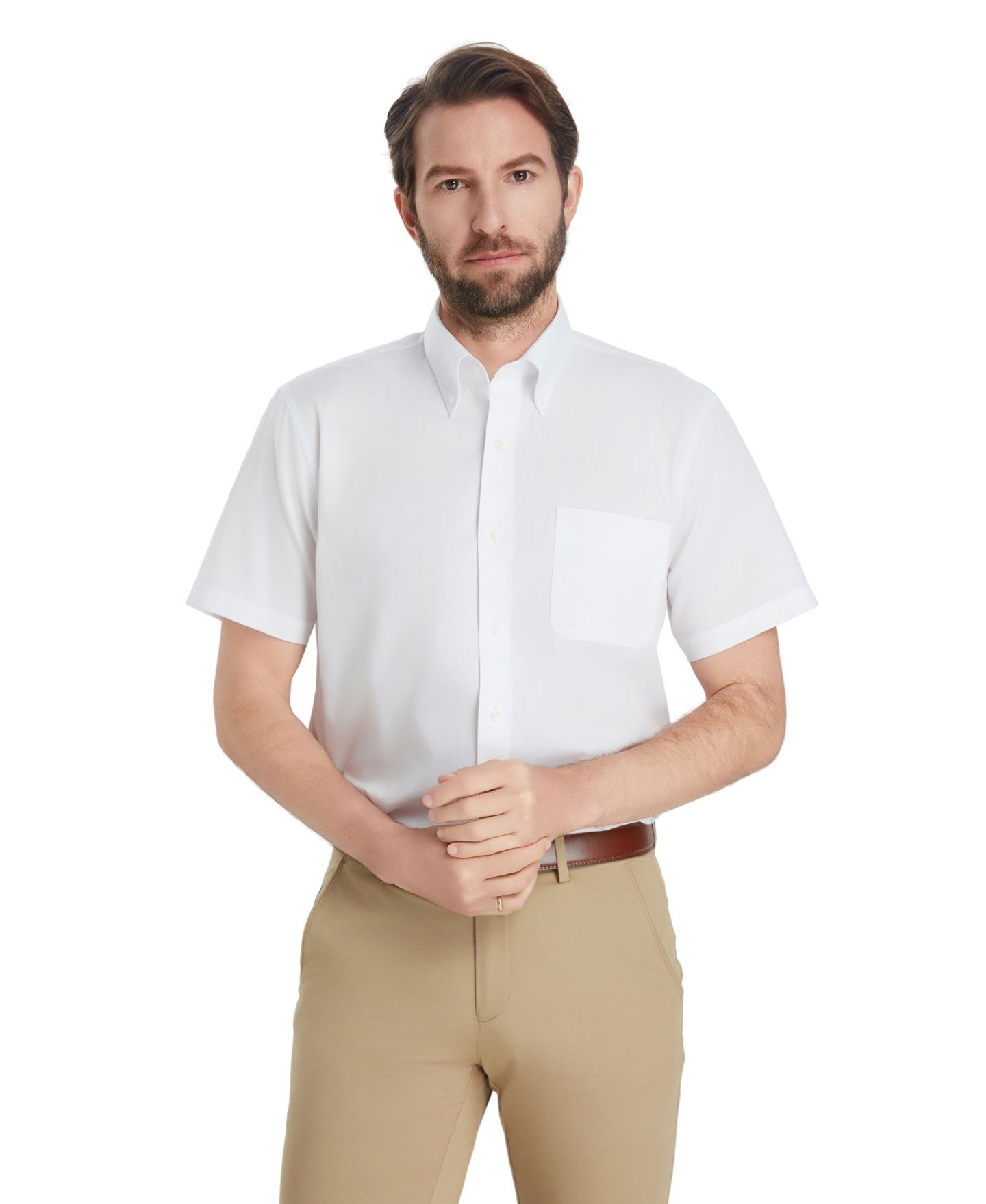 Мужская рубашка Club Room Pinpoint Oxford Dress Shirt, цвет: Белый — фото 6