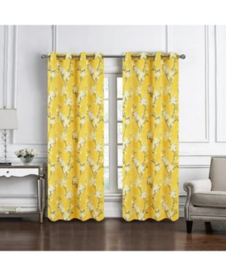 100% Polyester 200 GSM Blossom Printed Blackout Grommet Curtain Panel