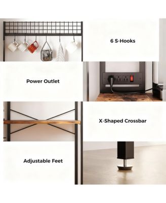 5-Tier Corner Microwave Stand with Storage, Hooks, and Power Outlet