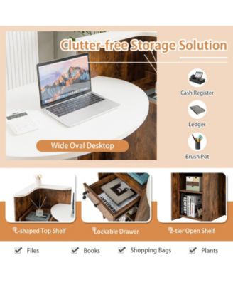 Front Reception Desk with Open Shelf and Drawer