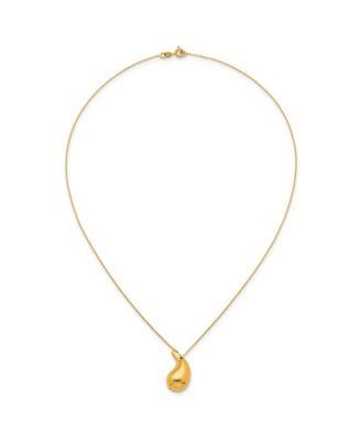Solid 18k Italian 18" Abstract Polished Puffed Teardrop Necklace