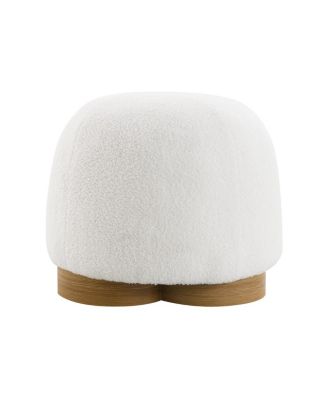 Fully Assembled Round Soft Teddy Fabric Upholstered Ottoman Footstool