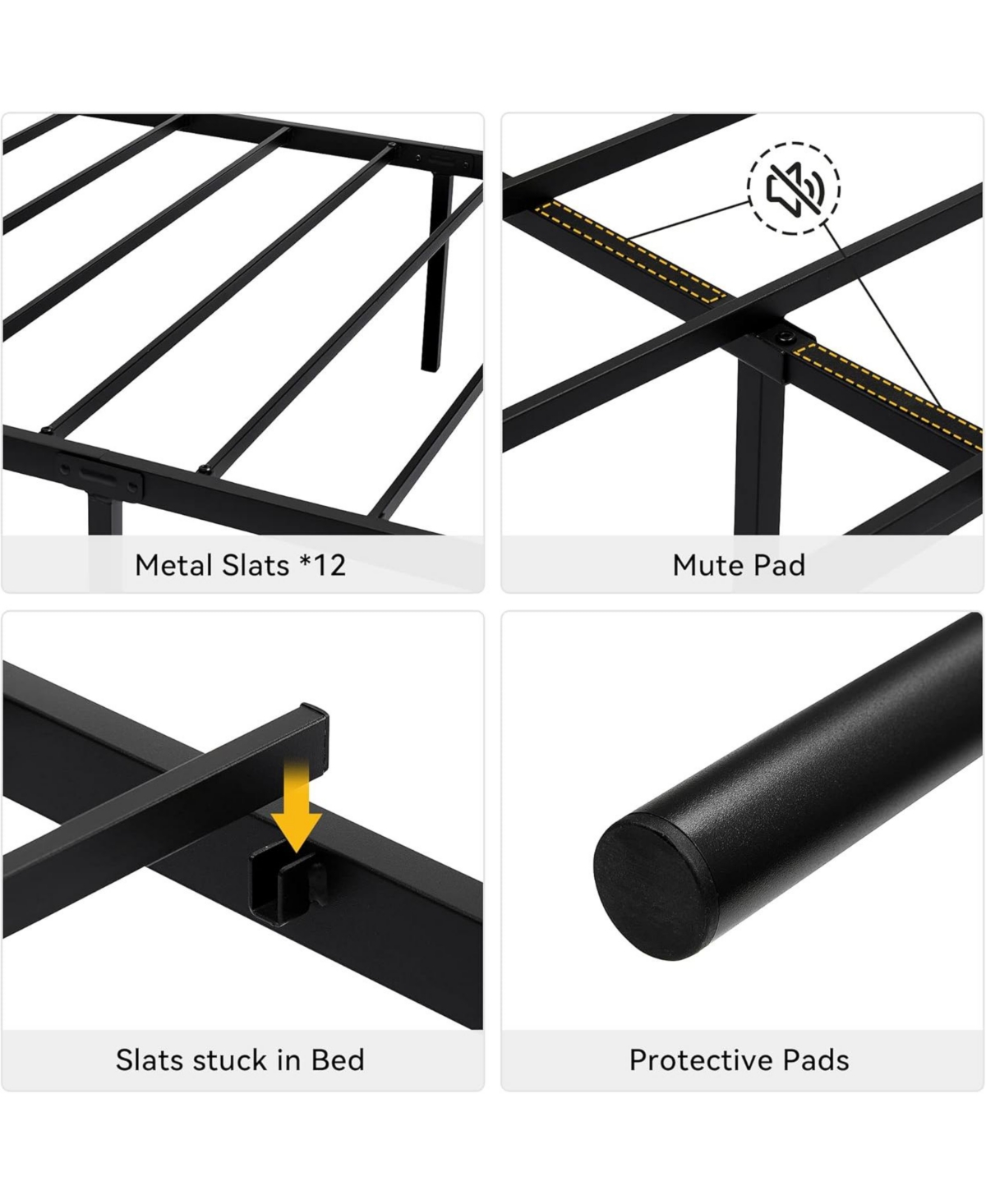 gaomon Twin Bed Frame Platform with Headboard and Footboard Metal Mattress Foundation Storage