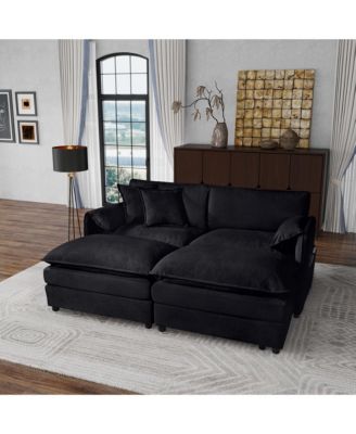 4 Piece Fabric Deep Seat Modular Sectional Sofa Set