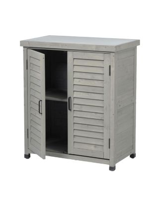 Potting Bench with Storage Cabinet and Metal Table Top