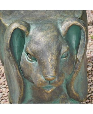 13" Rabbit Garden Stool, Lightweight Concrete,No Assembly