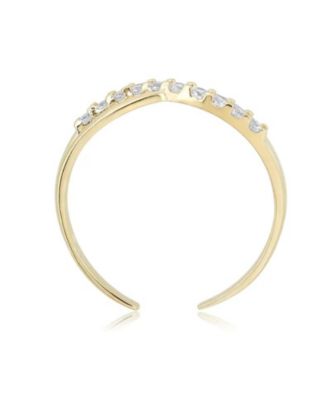 Solid 10K  Gold Adjustable Cubic Zirconia Infinity Toe Ring