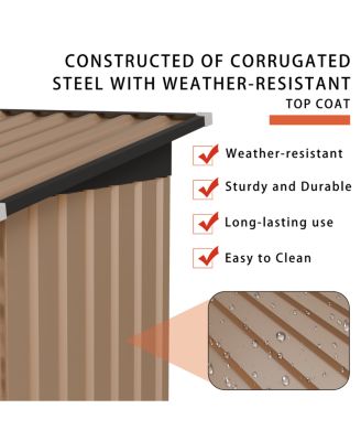 4.27 FT x2.42 FT Metal Garden Shed 5 X 3 FT Pent Roof with Side Hinge Door