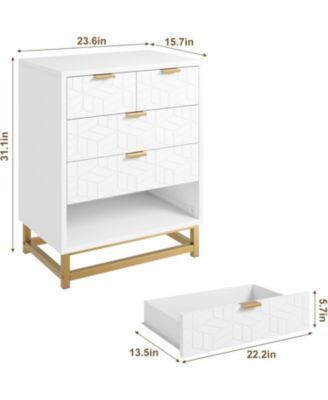5-drawer wood dresser for bedroom, wide modern storage chest for home.