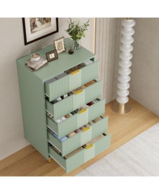 Fluted Dresser for Bedroom with 5 Drawers Tall Modern Chest of Drawers with Metal Handle