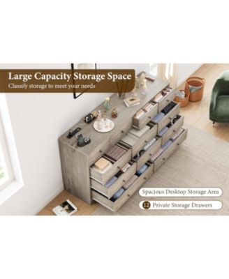 12-Drawer Wood Storage Dresser with Power Outlet