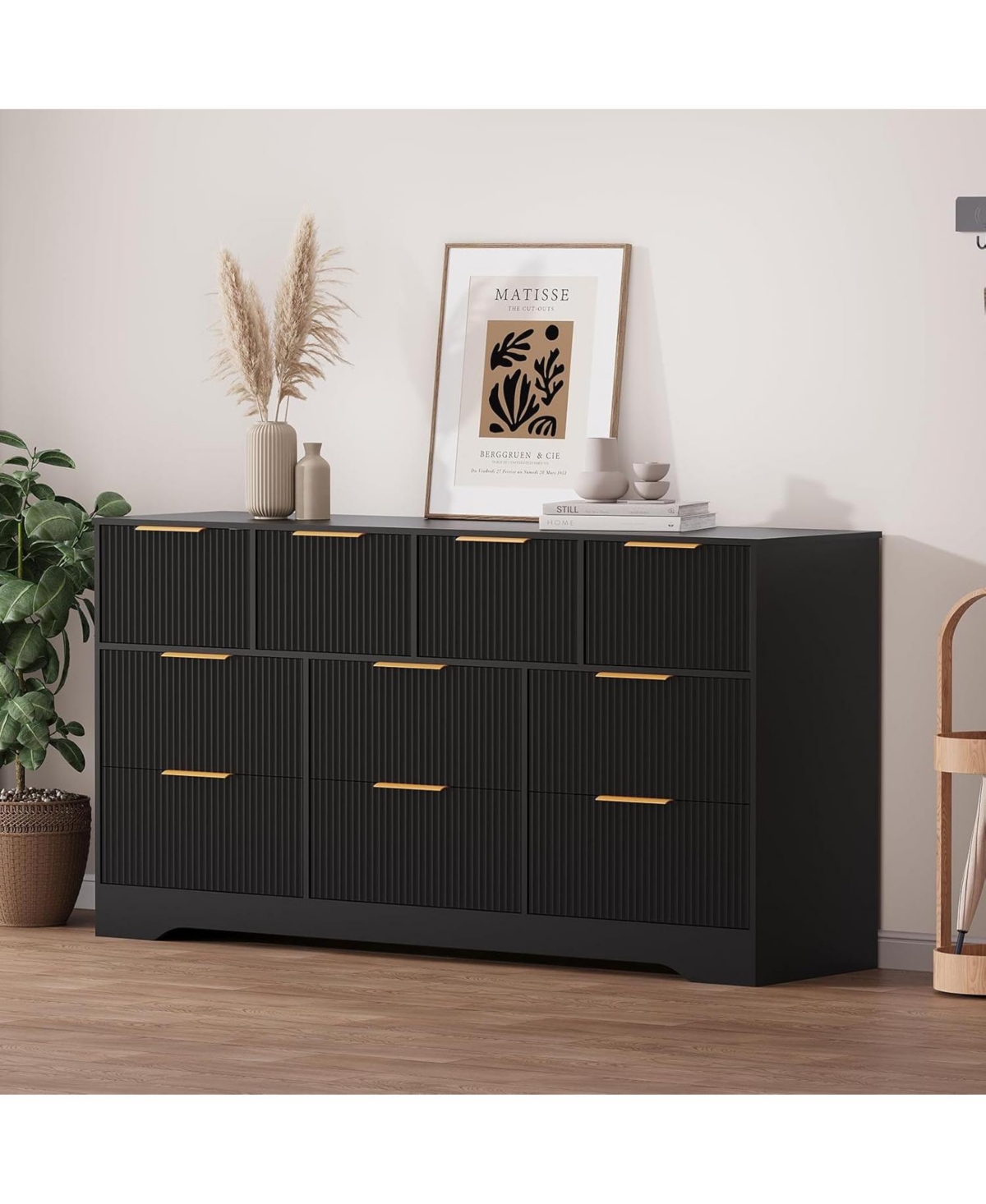gaomon Fluted Dresser for Bedroom with 10 Drawers, 59" Wide Modern Chest of Drawers Wood Frame