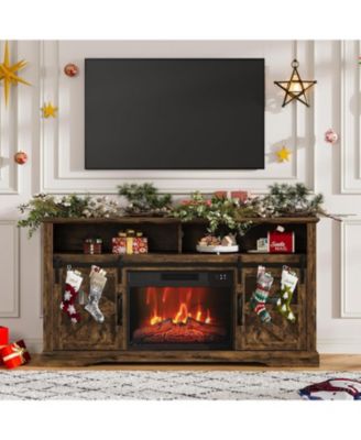Fireplace TV Stand for Television Farmhouse Entertainment Center Electric Fireplace