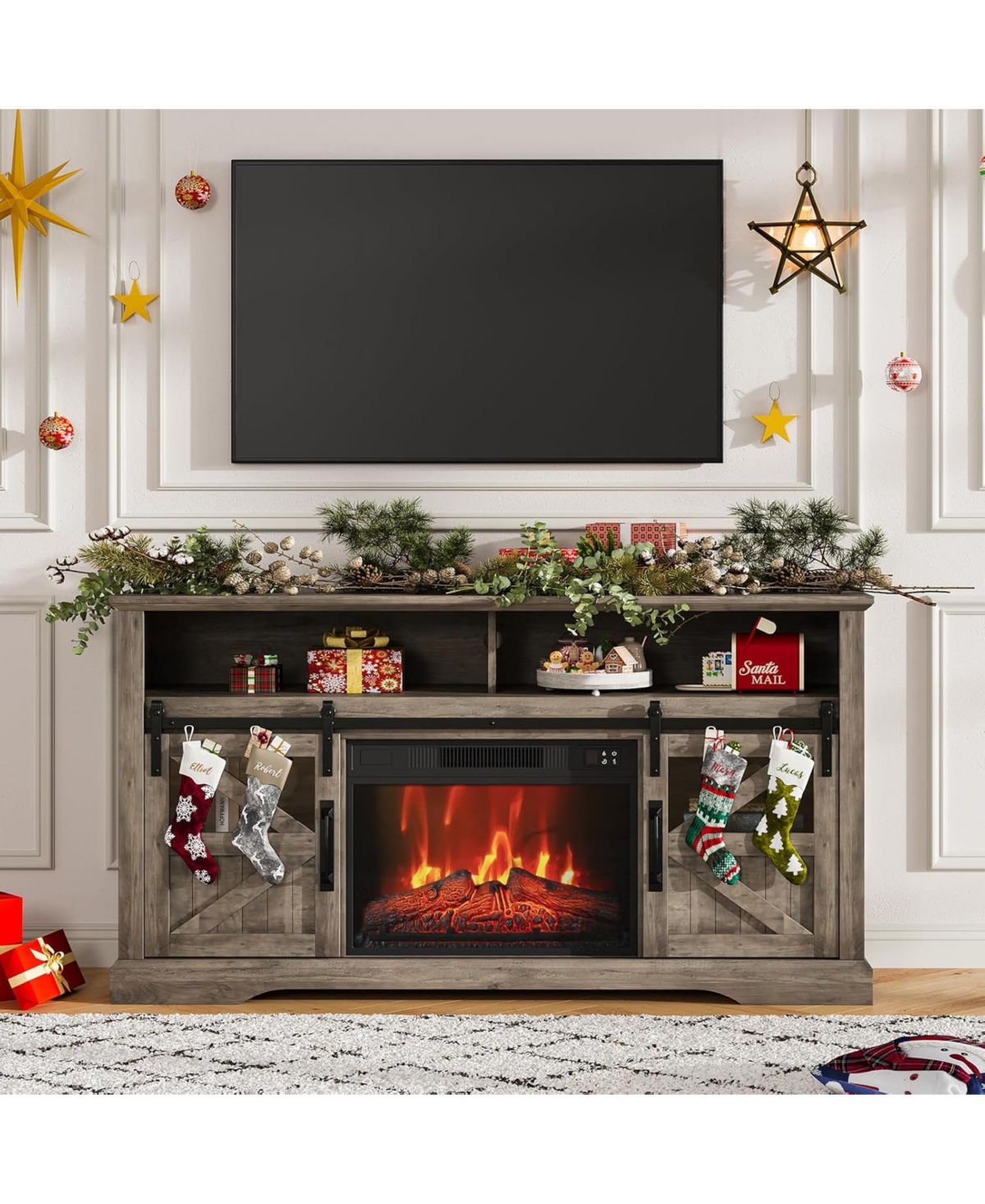 gaomon Fireplace Tv Stand for Television Farmhouse Entertainment Center Electric Fireplace