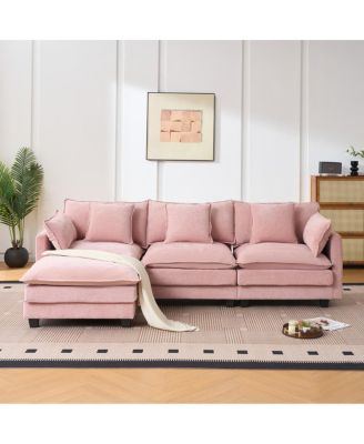 3-seat combo sofa with storage ottoman, upholstered sectional couch.