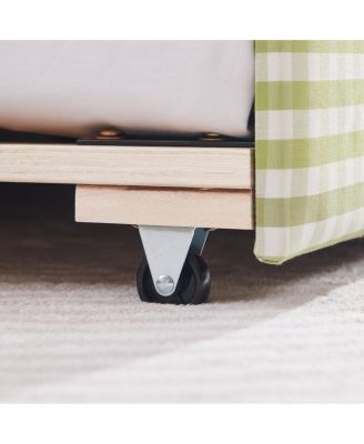 Cozy Gingham Daybed with Twin Trundle, USB Port, Linen Fabric