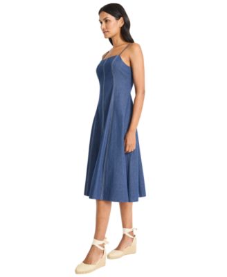Women's Sleeveless Chambray Midi Dress