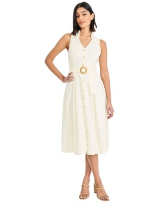 Women's V-Neck Collared Midi Dress