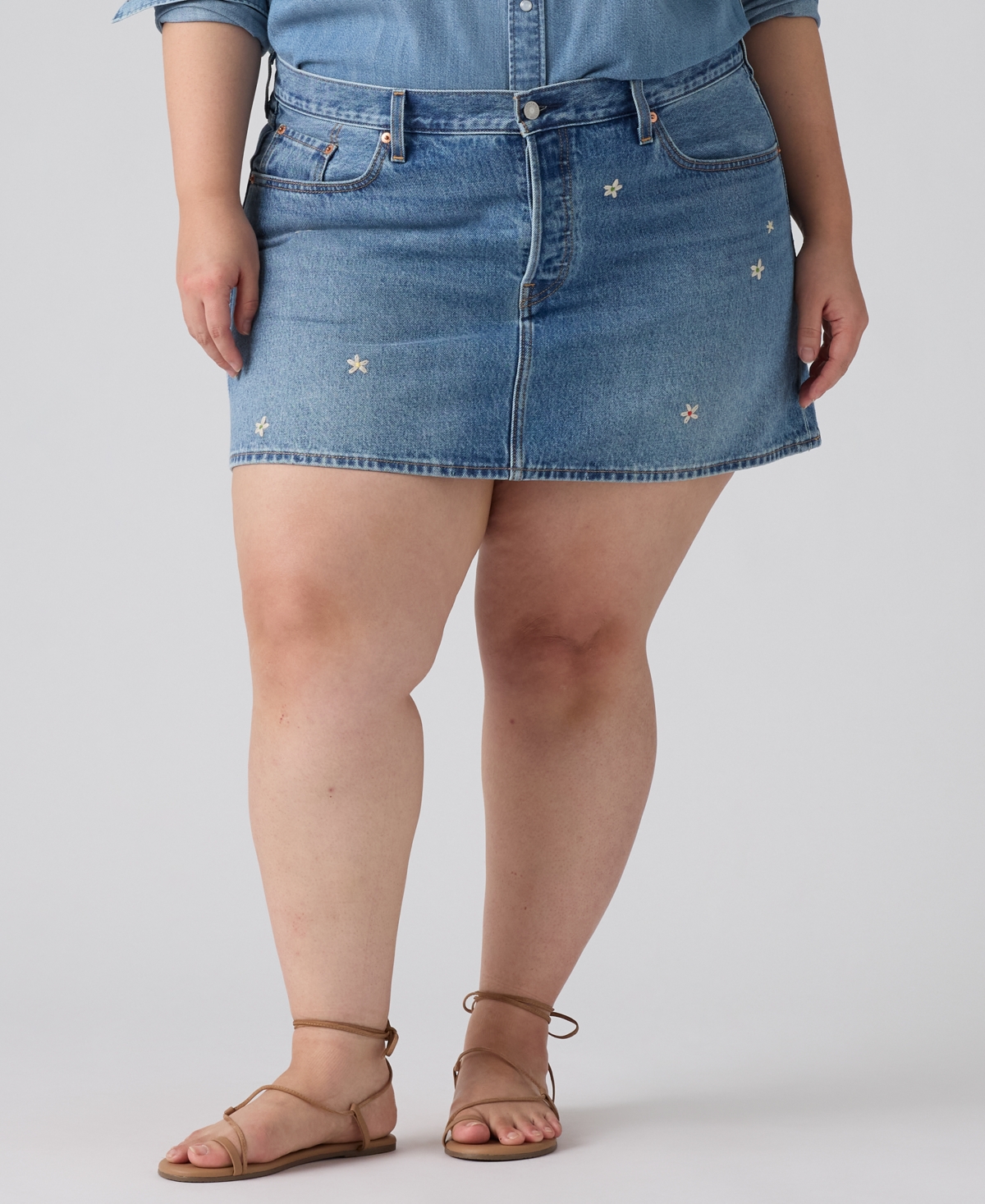 Levi's Plus Cotton Iconic 501 Mid-Rise Denim Skirt