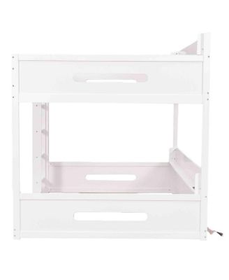 Queen Over Bunk Bed with Storage Shelves and USB Ports