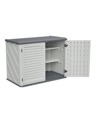 Horizontal Storage Shed with Removable Shelf, Large Lockable Outdoor Cabinet