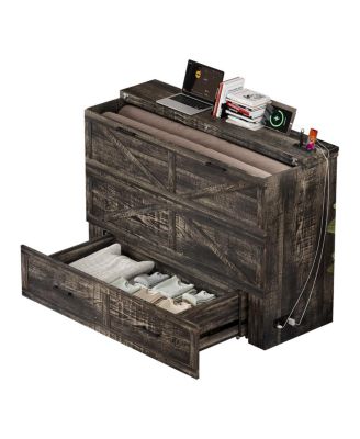 Queen Murphy Bed w/Charging Station & Storage Drawer