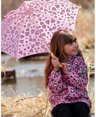 Girl Color-Changing Umbrella Hearts Print