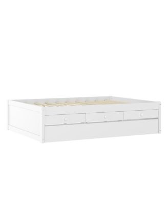 Full Platform Bed with Trundle, 2 Drawers, Power Strip
