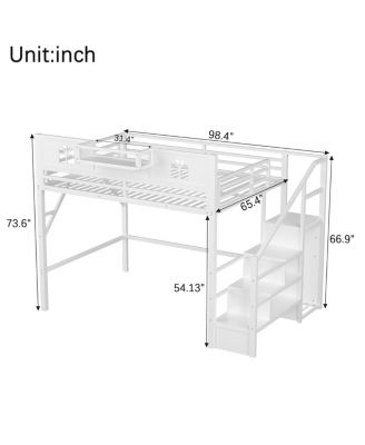 Queen Size Loft Bed with Stairs and Wardrobe
