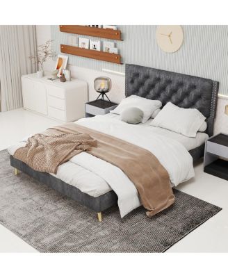 Velvet Upholstered Queen Bed - Luxurious & Peaceful Master Bedroom Focus