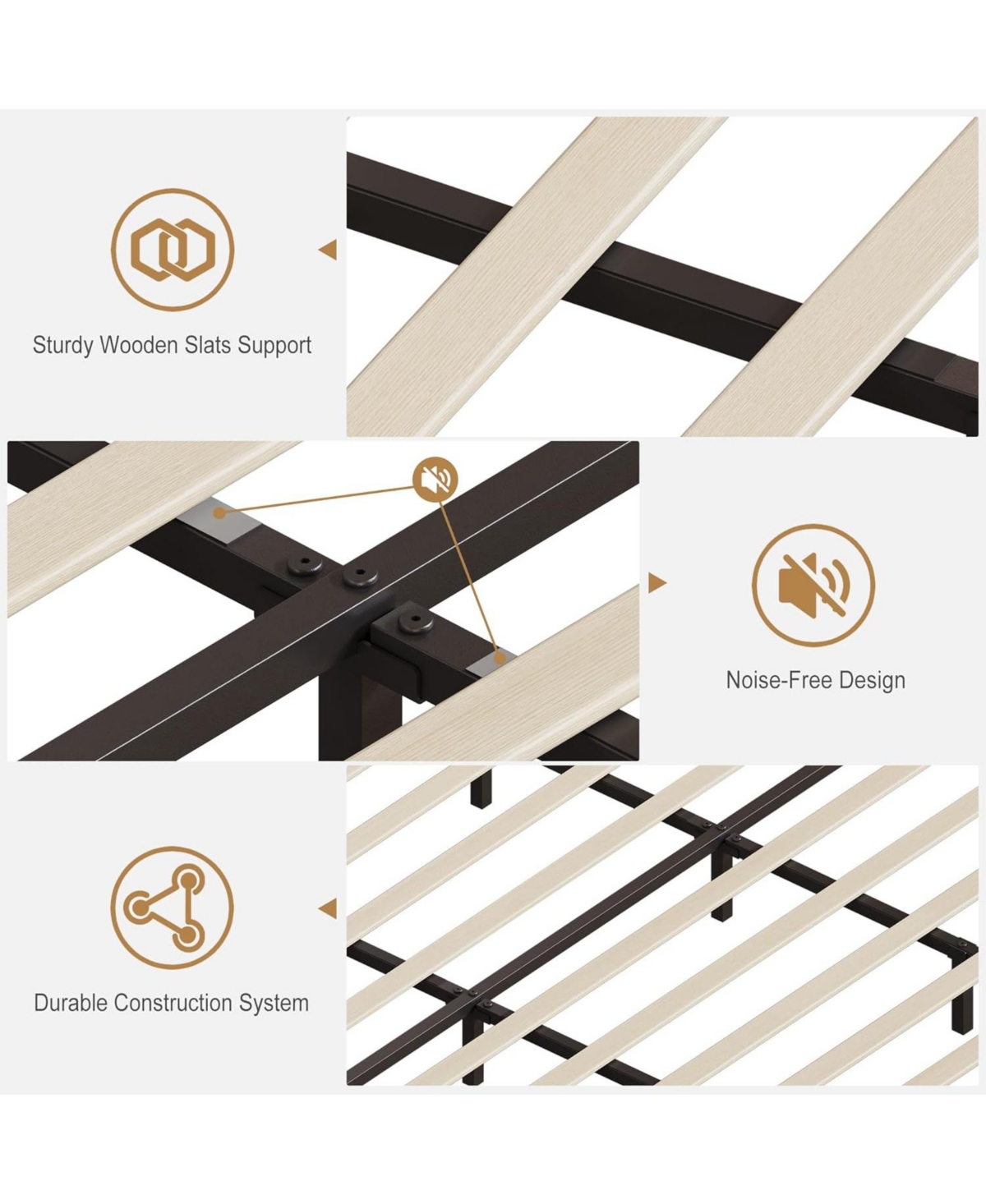 gaomon Upholstered Bed Frame with Headboard and Led Lights, Charging Station