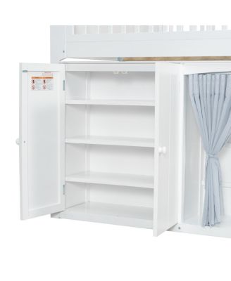 Streamdale   Loft Bed with Storage Cabinet, Wardrobe and LED
