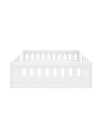 Wood Full Size Platform Bed with Guardrail