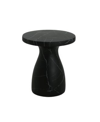 Outdoor Travertine Side Table, Black Marble Effect