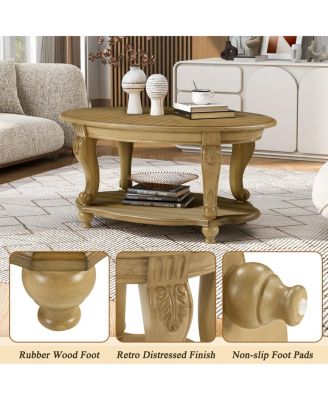 Streamdale 42" Oval Wood Coffee Table with Open Storage Shelf