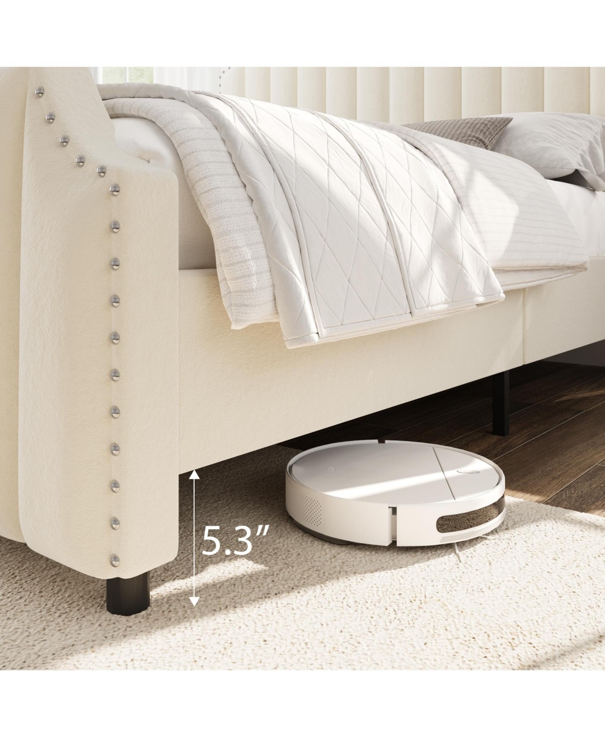 gaomon Channel Upholstered HeadboardUpholstered Tufted Adjustable Bed Headboard with Nailhead Decor