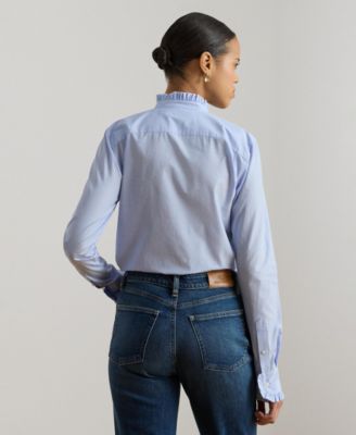 Women's Band Collar Long-Sleeve Shirt