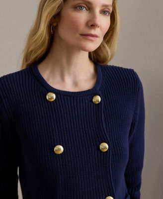 Women's Double-Breasted Crewneck Sweater Jacket