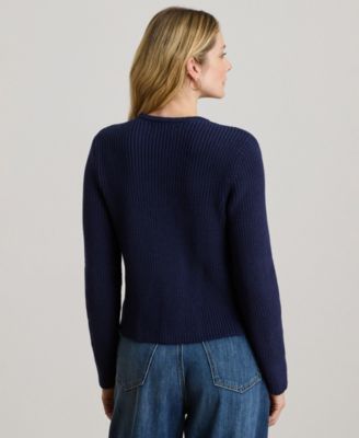 Women's Double-Breasted Crewneck Sweater Jacket