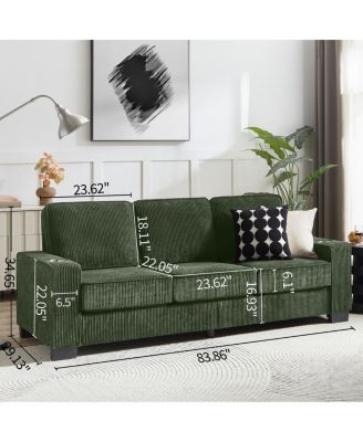 Streamdale Corduroy 3-Seater Sofa, Modern Compressed Couch for Living Room