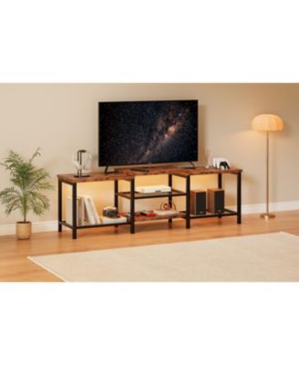 TV Stand to 75 Inch TV, Entertainment Center with Power Outlet,TV Media Console Table with 3-Tier Open Storage Shelves