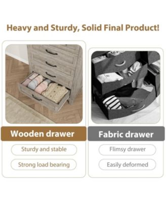 5 Dresser for Bedroom, 41.3 in Tall Vertical Drawer Dresser with Large Storage, Freestanding Wooden Closet Chest for Bedroom, Living Room