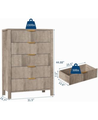 Oak Dressers for Bedroom with 5 Drawers Tall Wooden Dressers