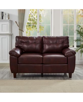 59" Modern Faux Leather Loveseat Sofa with Storage, Big Armrest