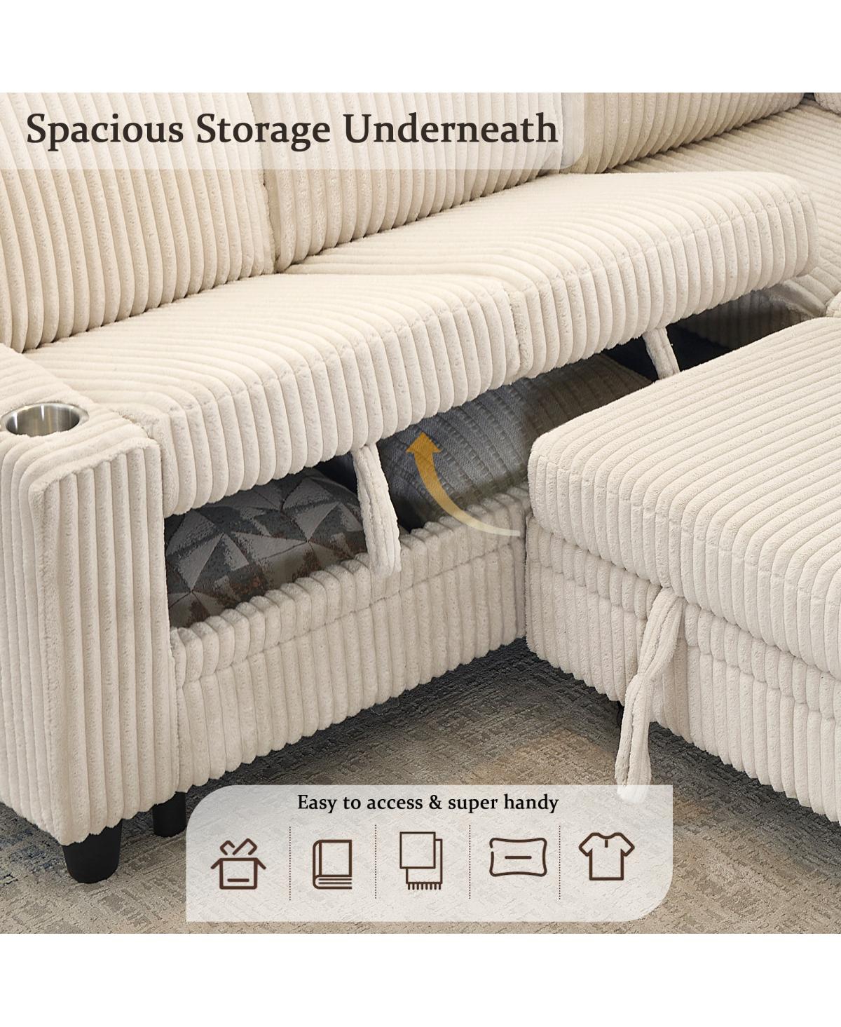 Streamdale Furniture L-Shaped Sectional Sofa Bed with Pull-Out Bed & Storage