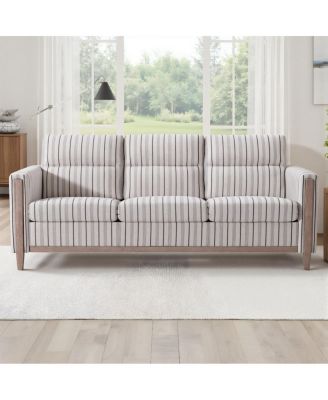 Comfortable Solid Wood Three-Seater Sofa with Soft Cushions