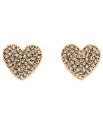 Cubic Zirconia Pave Heart Stud Earrings