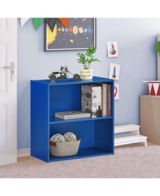 Wood 2-Tier Shelf Bookcase Storage Organizer